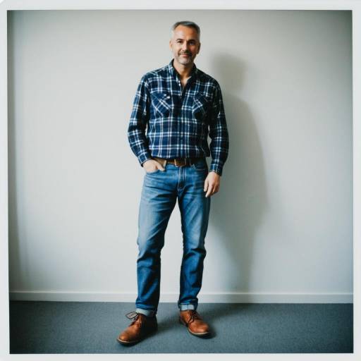Middle-aged Man in Plaid Shirt and Jeans