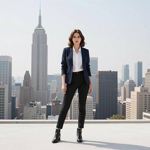 Panoramic Cityscape with Solo Girl