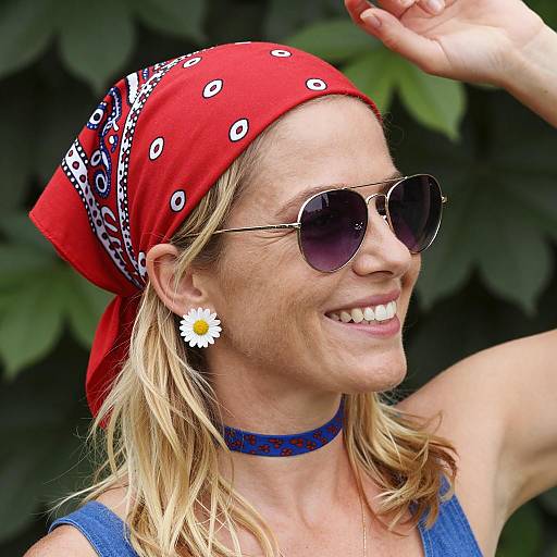 Cheerful Blonde Woman in Nature