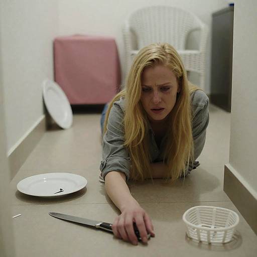 Dramatic Scene in a Cluttered Hallway