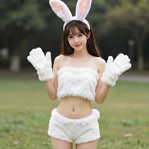 Playful Rabbit Girl in Short Shorts