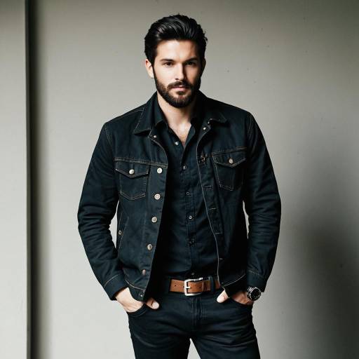 Stylish Man in Black Denim Jacket