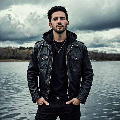Man in Black Leather Jacket by Water