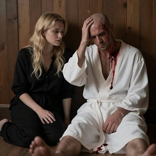 Emotional Tension in a Dimly Lit Room