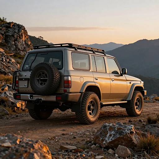 Landcruiser in Rugged Mountain Sunset