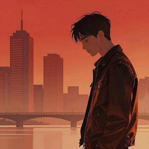 Mysterious Man in Shadowed Cityscape