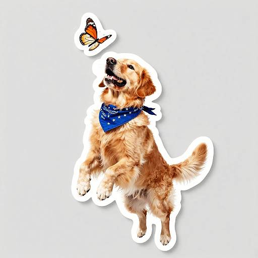 Golden Retriever Catching Butterfly Sticker