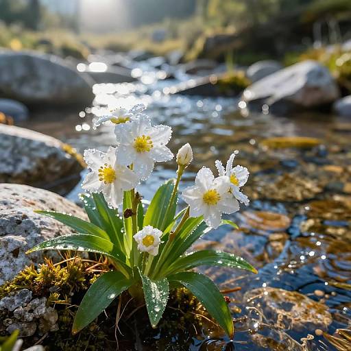 Morning Bloom by Mountain Stream