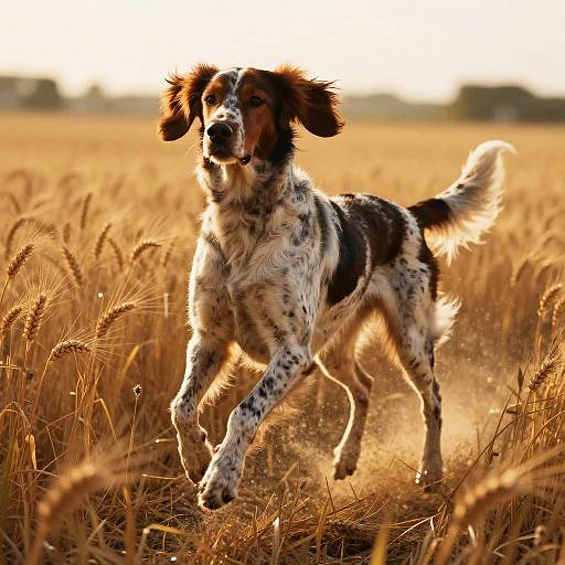 English Setter in Golden Wheat Field