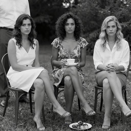 Elegant Outdoor Scene with Three Women