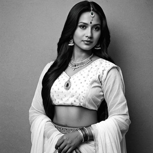 Indian Woman in Traditional Saree and Jewelry