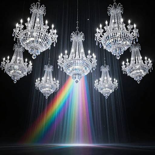 3D Crystal Chandeliers Over Abyss