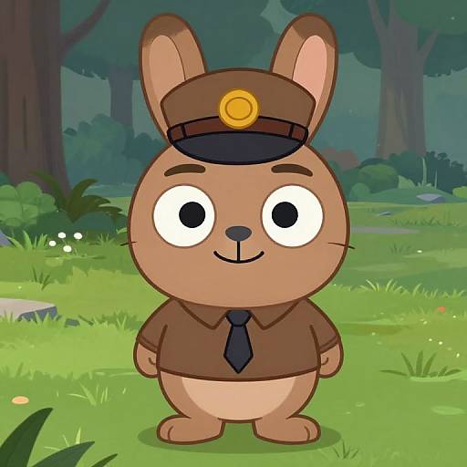 Cute Brown Rabbit Detective Cartoon