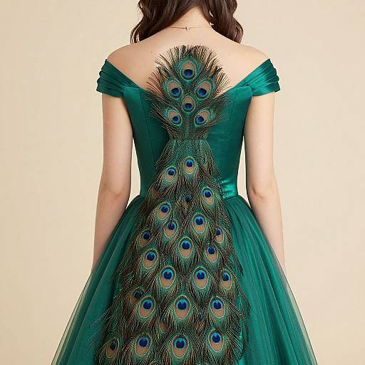 Peacock Princess in Green Dress