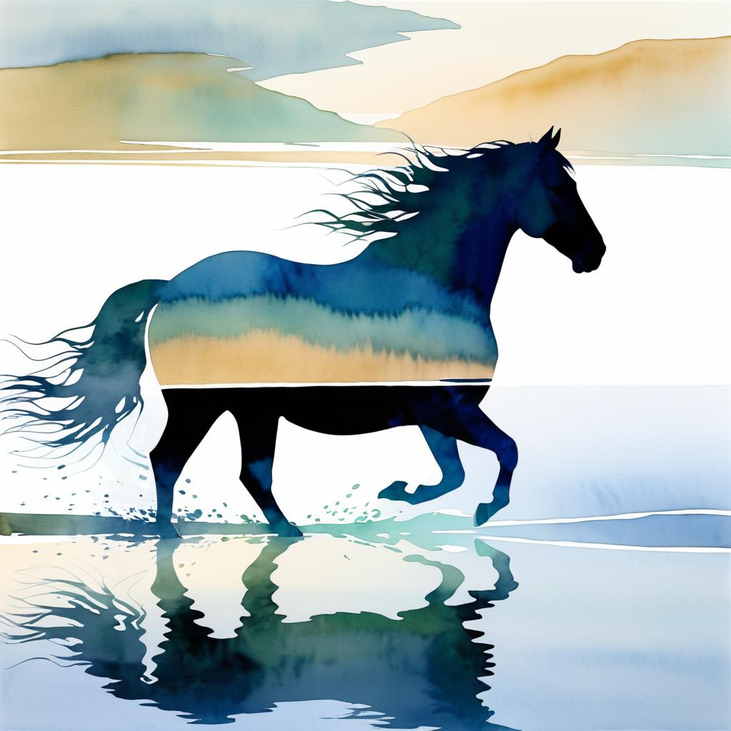 Serene Horse Silhouette with River