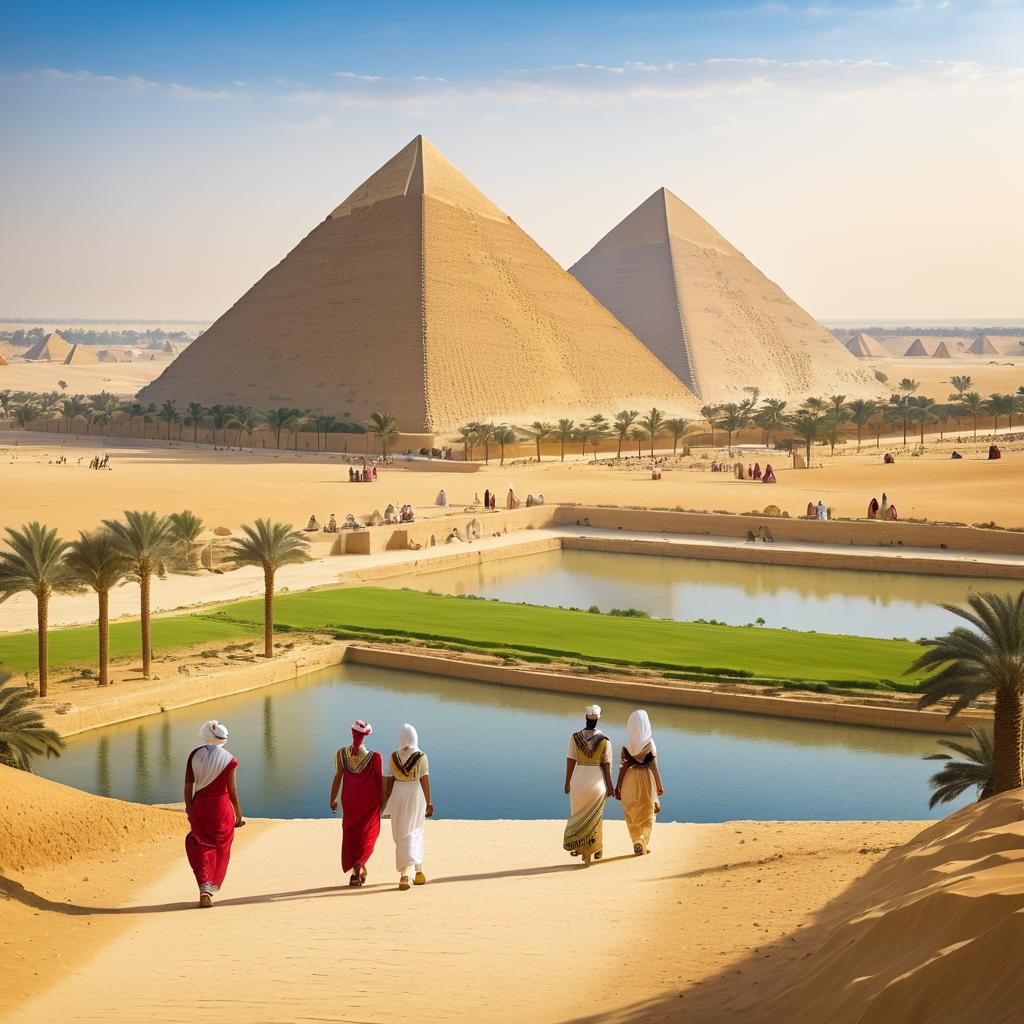 Serene Pyramids of Giza with Locals