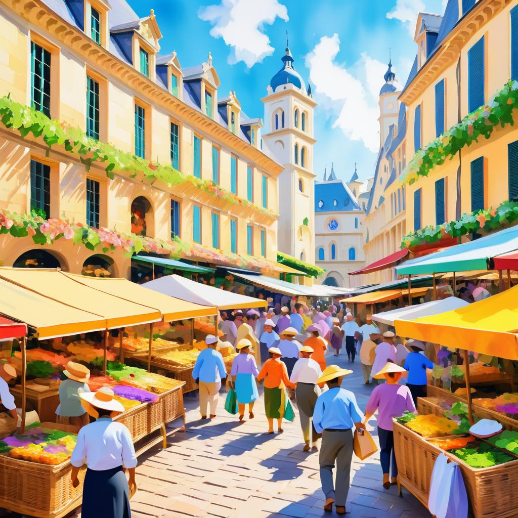 Lively Impressionist Marketplace Scene