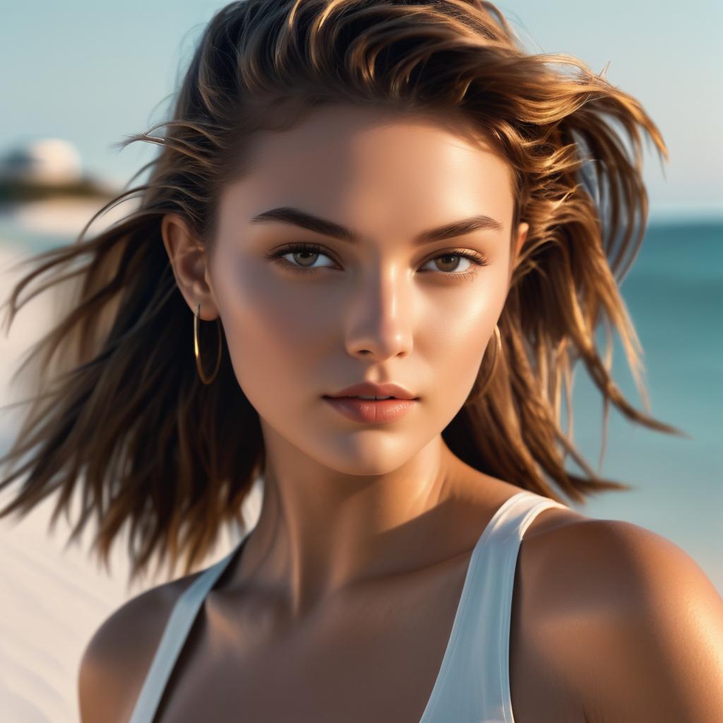 Cinematic Beach Portrait of a Confident Woman