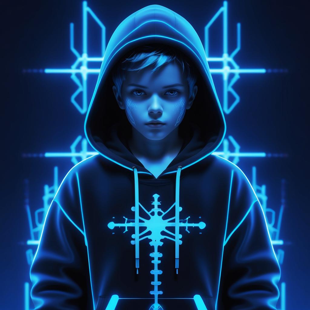 Futuristic Boy with X-Ray Effects Art