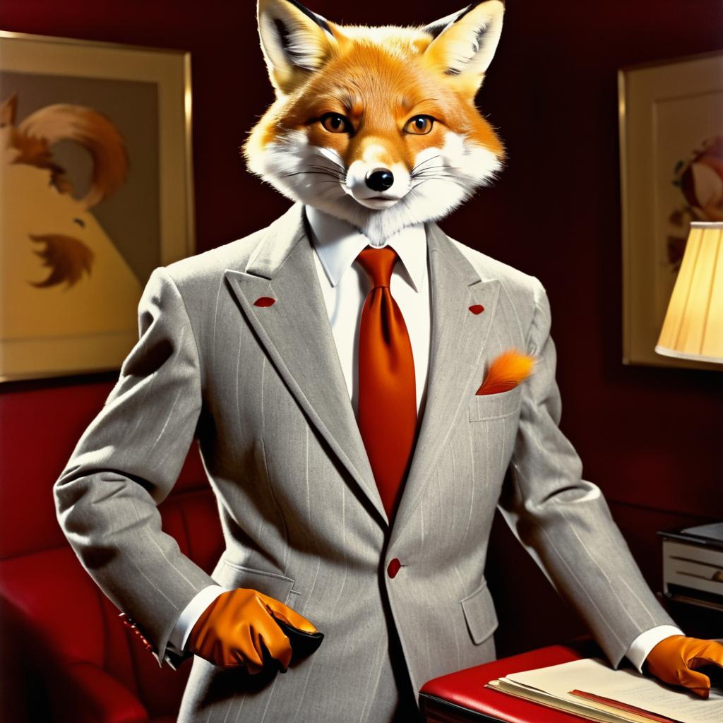 Retro Fox in a Suit Illustration