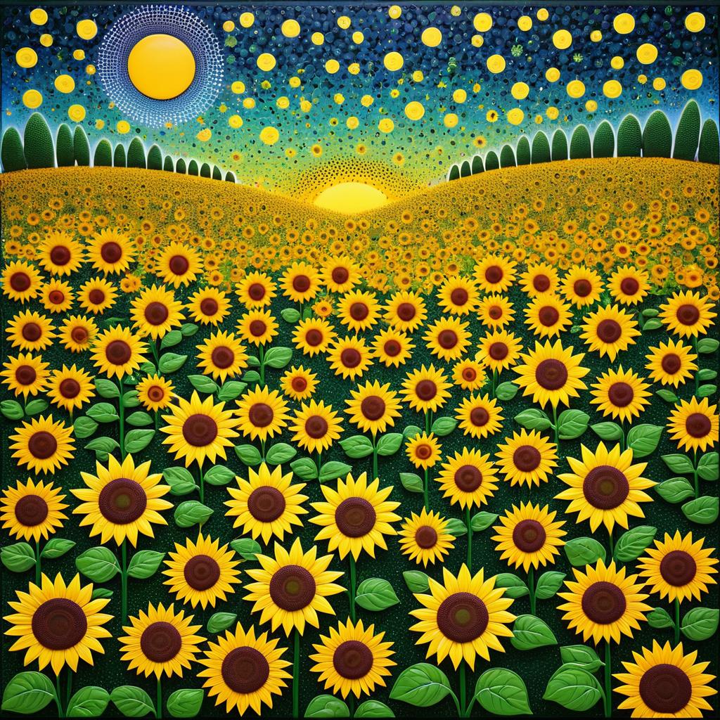 Vibrant Sunflower Field with Rabbit