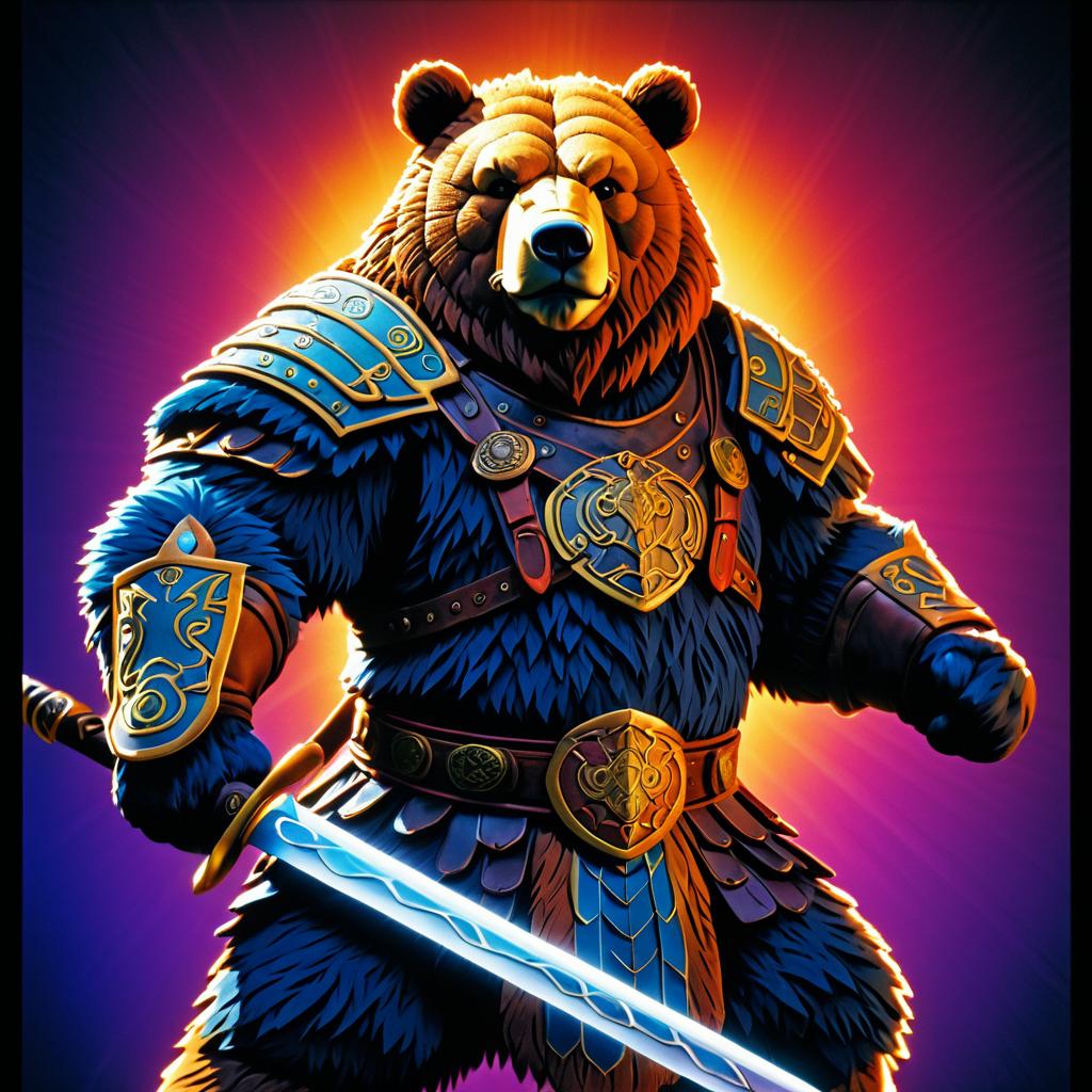 Vibrant Anthropomorphic Bear Warrior Art