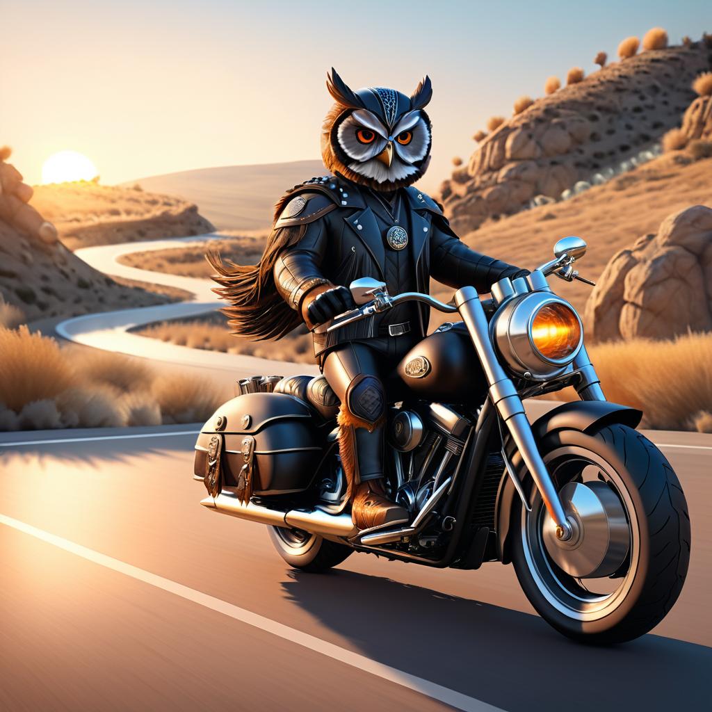 Biker Owl: A Hyperrealistic Ride