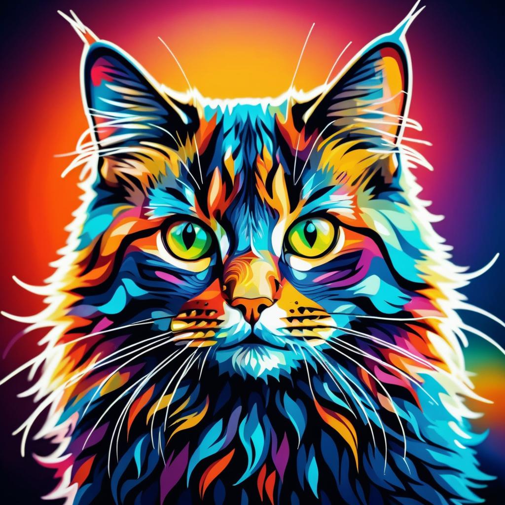 Vibrant Surreal Cat in Kodachrome Style