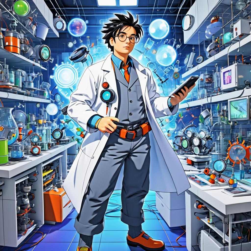 Whimsical Scientist in a Chaotic Lab