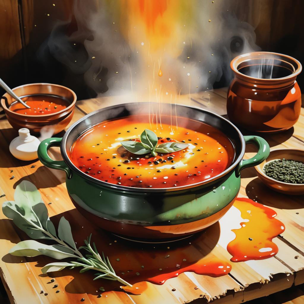 Warm Rustic Bowl of Soup Illustration