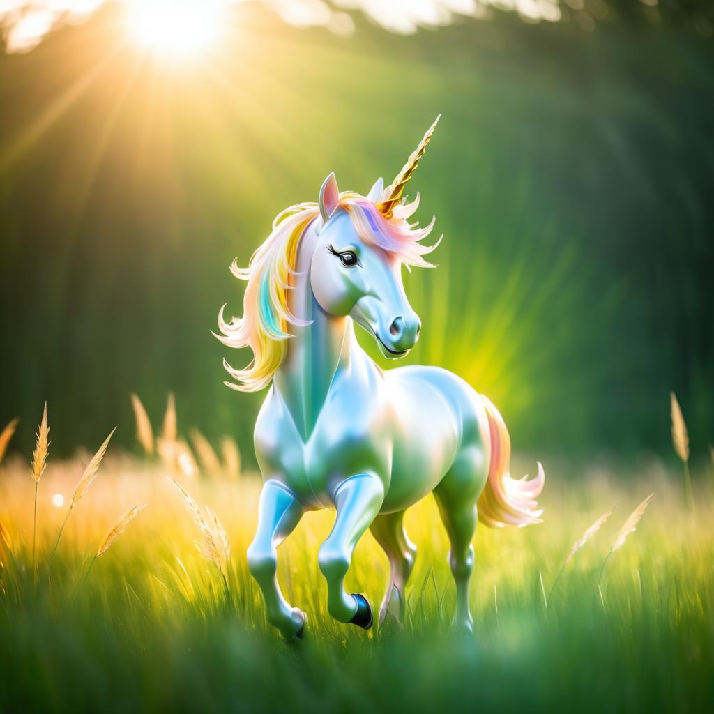 Playful Unicorn in a Sunlit Field