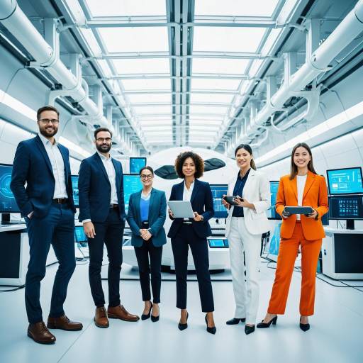 Diverse AI Developers in Futuristic Tech Lab