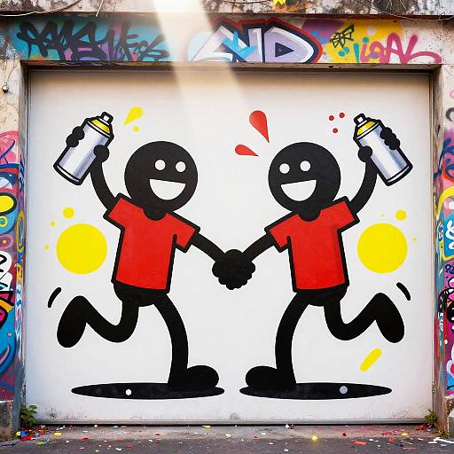 Joyful Haring-Style Graffiti Mural