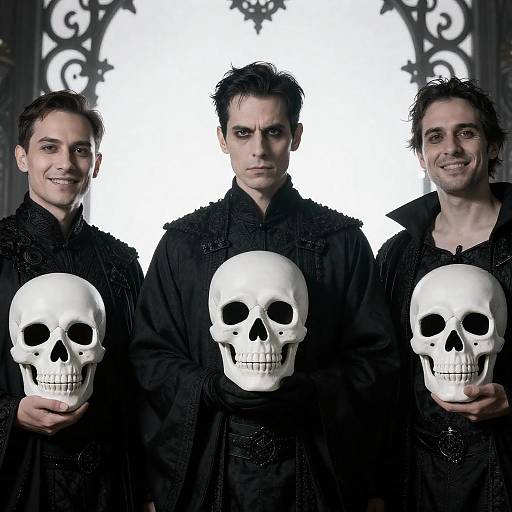 Gothic Men with White Skull Masks