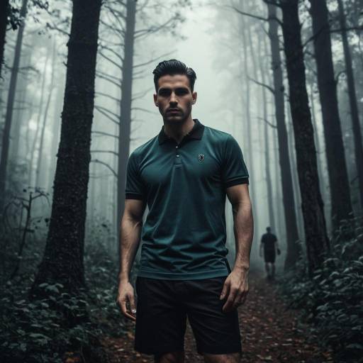 Man in Foggy Gothic Forest