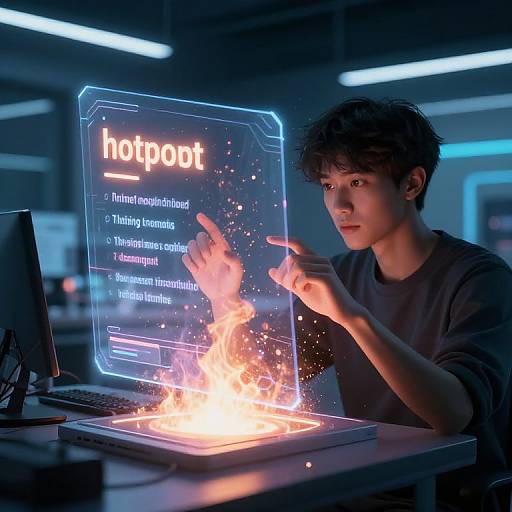 Futuristic Artist Creating AI Holograms