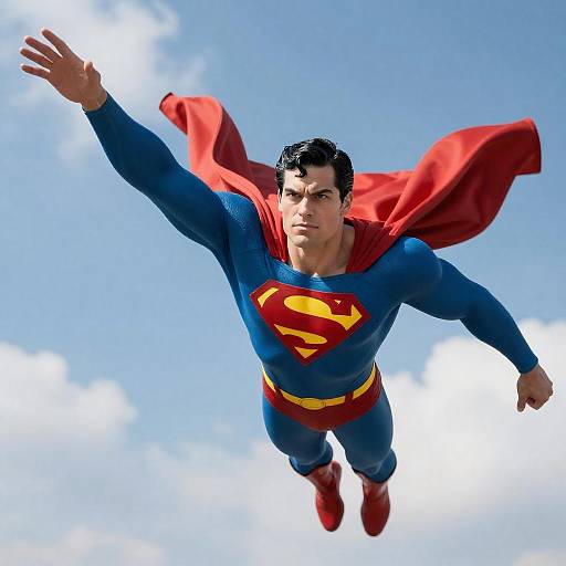 Superman Soaring Through the Blue Sky