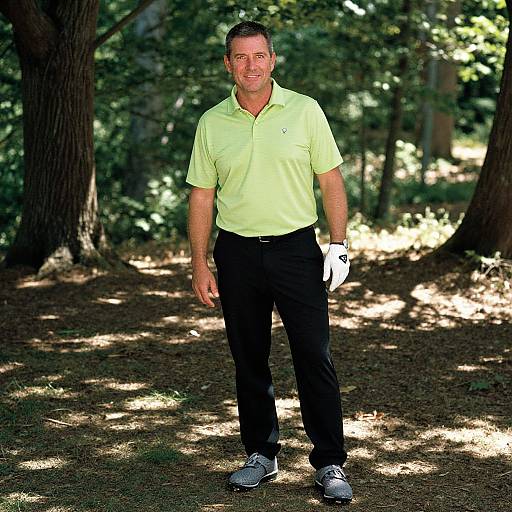 Confident Golfer in Vibrant Forest Setting