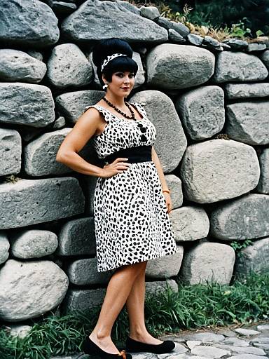 Woman in Flintstone Costume Pose
