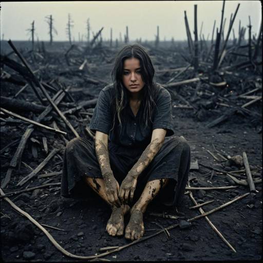 Depressed Traveler Sitting Among Ashes