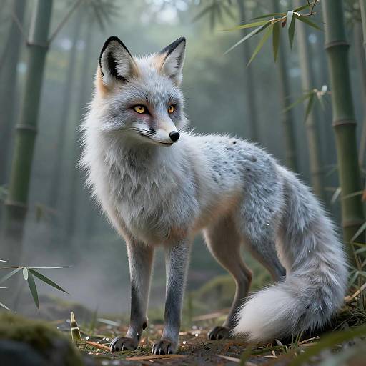 Ethereal Silver Fox in Misty Bamboo
