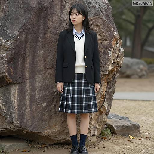 Confident Asian Woman in Chic Outfit