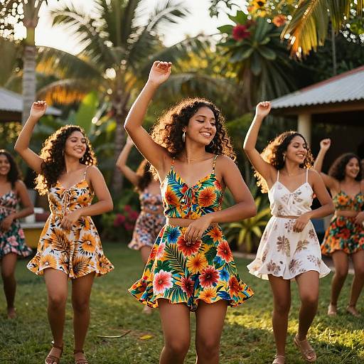 Joyful Young Latina Women Dancing