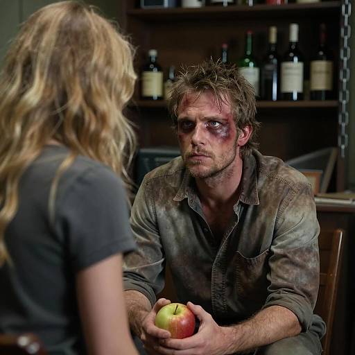 Intense Encounter in Dimly Lit Room