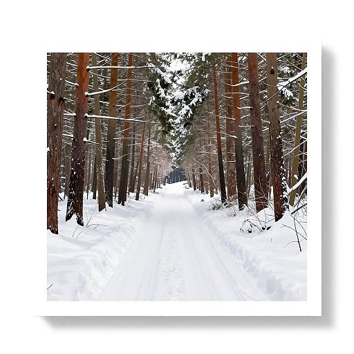 Minimalistic Snowy Forest Path