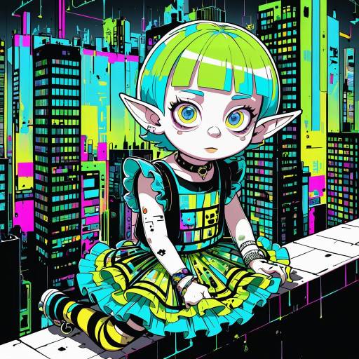 Eccentric Punk in Neon Pop Art Style