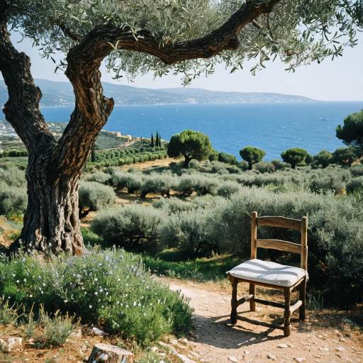 Mediterranean Olive Orchard with Sea View