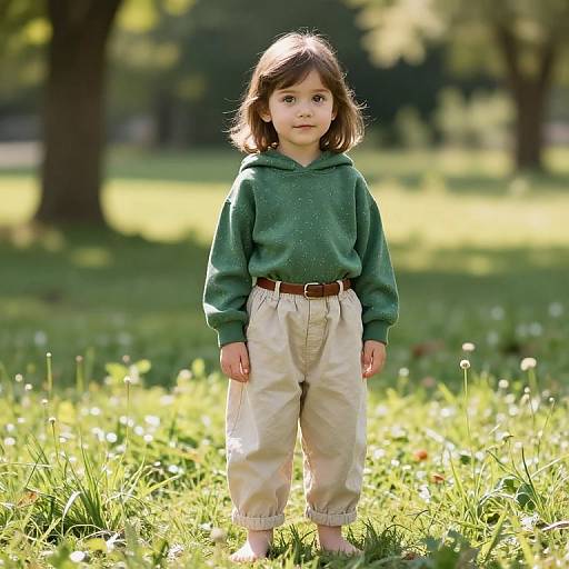 Curious Girl in Sunny Meadow
