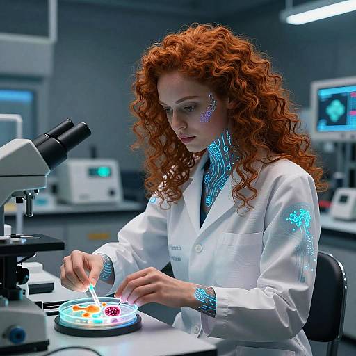 Futuristic Biomedical Engineer in Lab