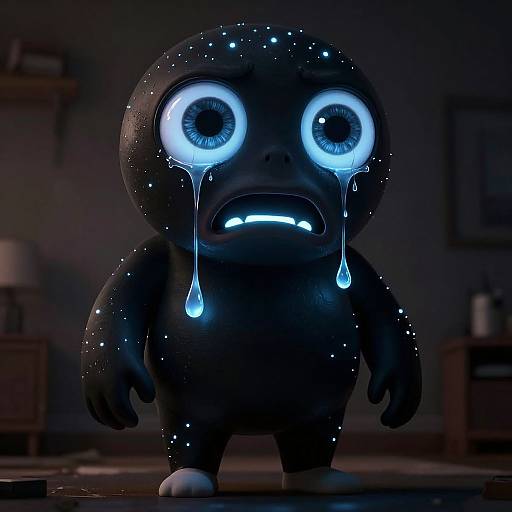 Tall Glowing Creature Crying Alone